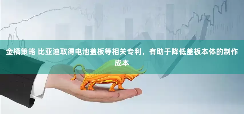 金橘策略 比亚迪取得电池盖板等相关专利，有助于降低盖板本体的制作成本