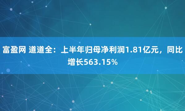 富盈网 道道全：上半年归母净利润1.81亿元，同比增长563.15%
